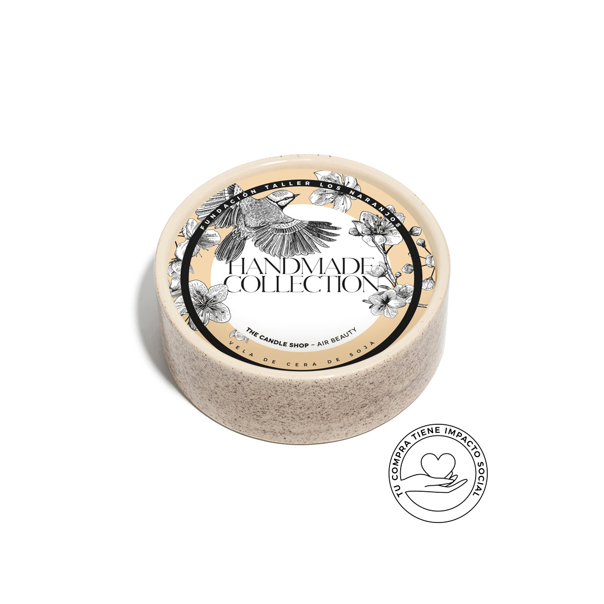 VELA HANDMADE XL SALPIQUÉ MARRÓN MAGNOLIA VAINILLA