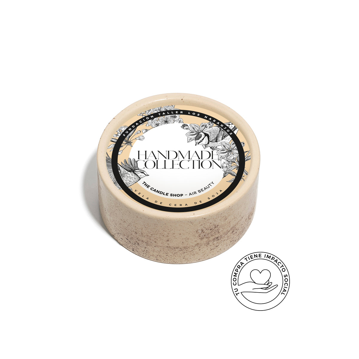 VELA HANDMADE L SALPIQUÉ MARRÓN LIMA PEONÍAS