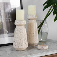 SET CANDELABRO S SALPIQUE + VELA MARFIL
